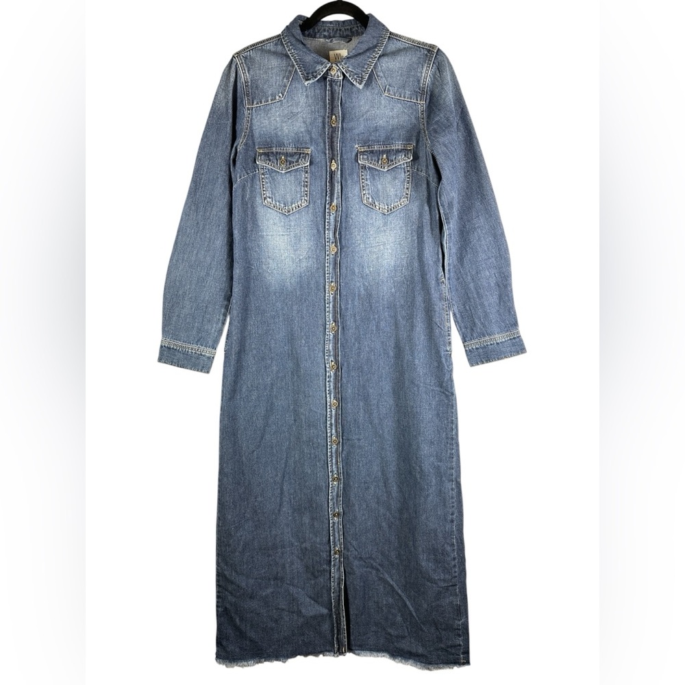 Denim Maxi Shirt Dress in Blue - Classic Button-Front - Picture 7 of 12